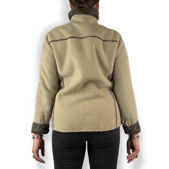 WOOLRICH khaki faux suede shearling winter coat - Picture 11 of 16